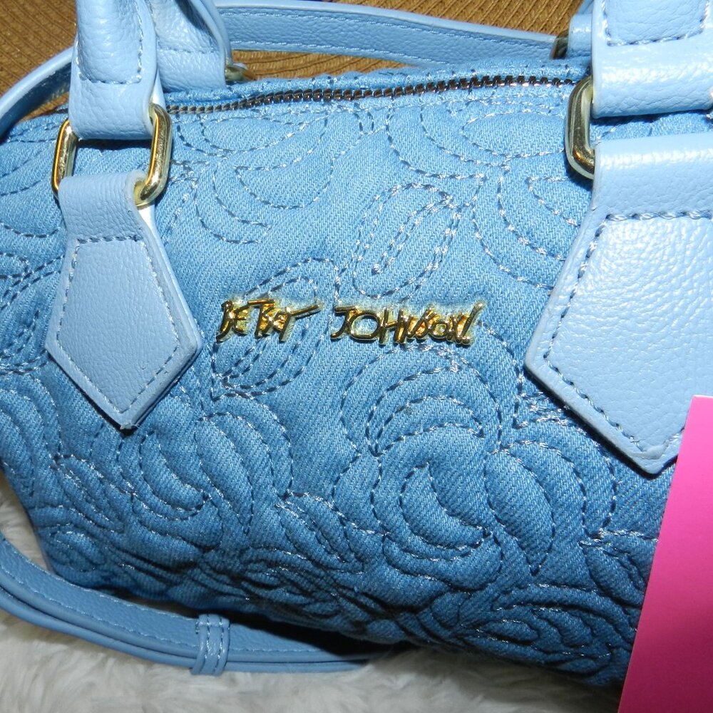 Betsey Johnson Embroidered Denim/Rose Crossbody/Hand Bag 🆕FAST SHIP😮‍💨⚡🚚 - Picture 5 of 13